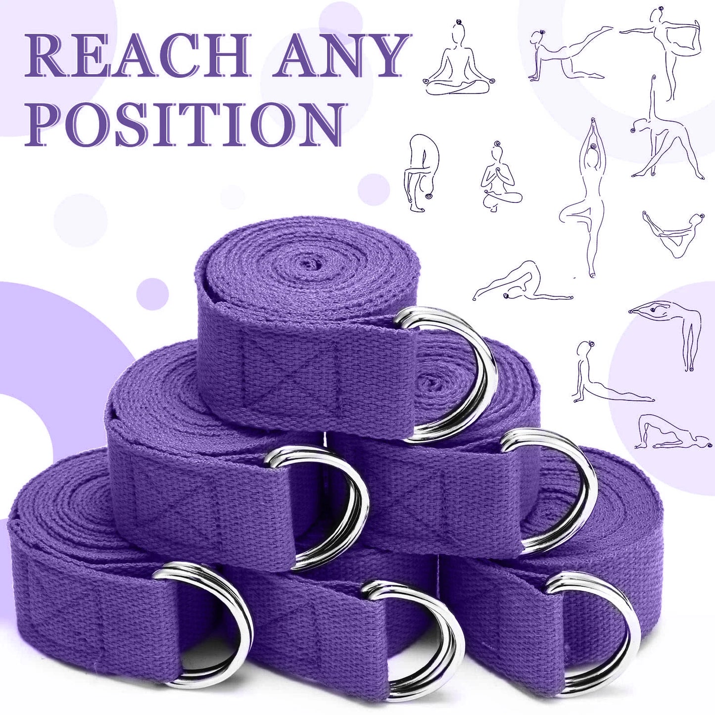 183*3.8cm Yoga Strap Cotton Exercise Yoga Belt Adjustable Woven Stretch D-Ring Buckle Fitness Stretching Bands Pilates Rope