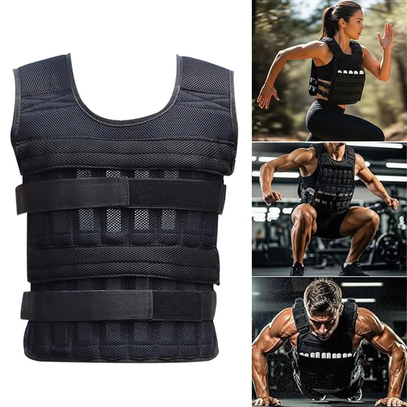 20kg Adjustable Weighted Vest,Empty Bag Fitness Running Vest for Men Women,Black Physical Training Clothing for Boxing